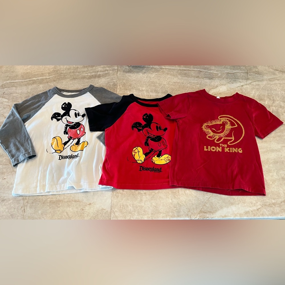 Disney Kids Tees - Mickey Mouse and Lion King in Red, Gray, Black